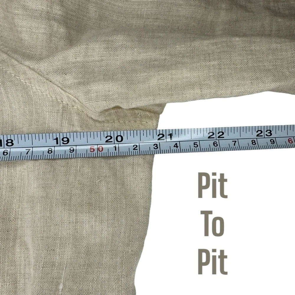 Chicos 100% Linen utility jacket 3/4 sleeve cream womens 1 US 8/medium unlined - Picture 6 of 11